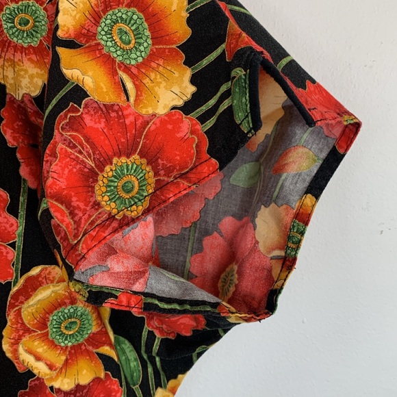 S.C.R.U.B.S. Medical Faux Wrap Floral Multi-Color Women’s Size L 100% Cotton Top - Picture 12 of 15